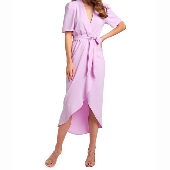 Amanda Uprichard Dresses & Skirts - Amanda Uprichard Women's Electric Lilac Bonjour Faux Wrap Midi Dress sz M